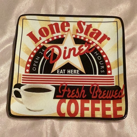 Lone Star Diner decor plate- Eat here, open 24 hours, fresh brewed coffee - Picture 1 of 7